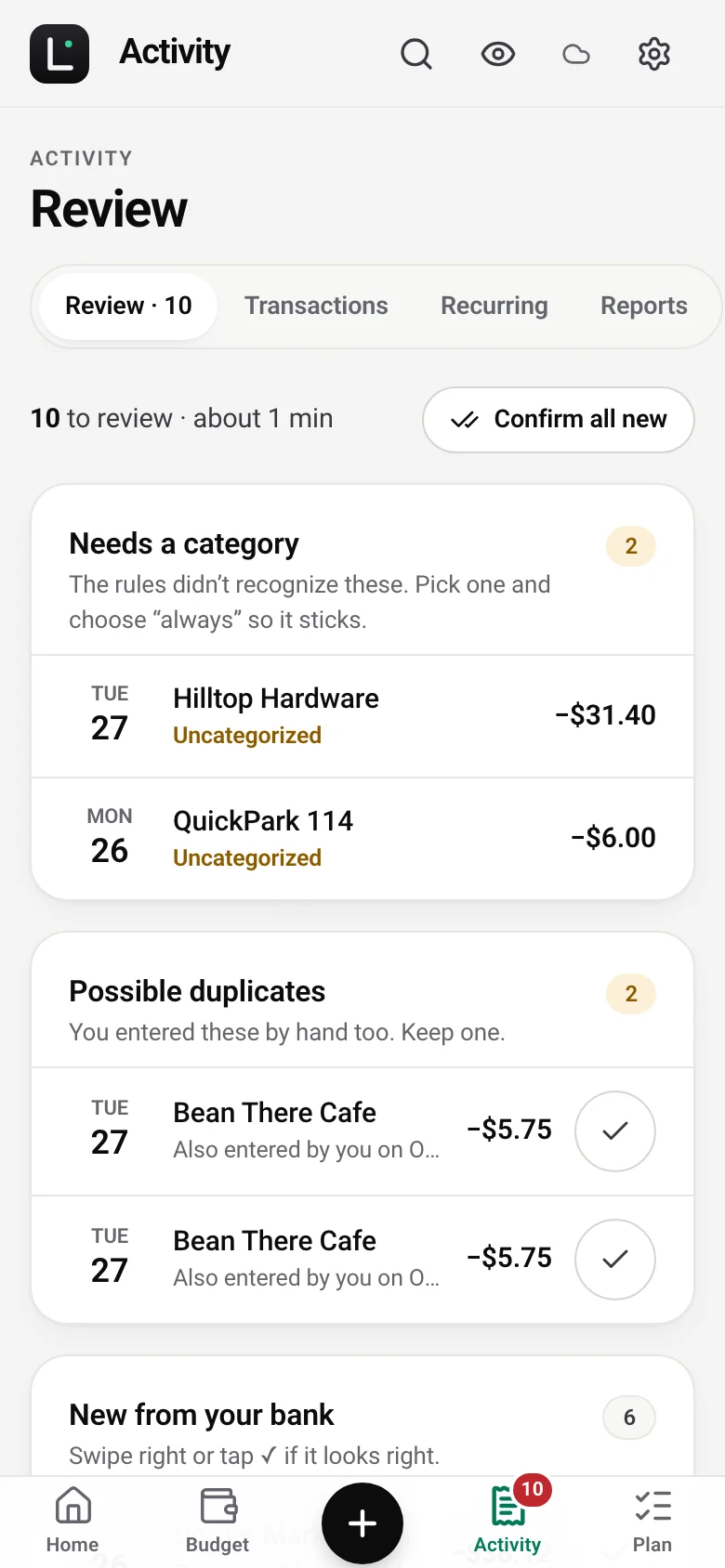 The same review inbox on a phone.